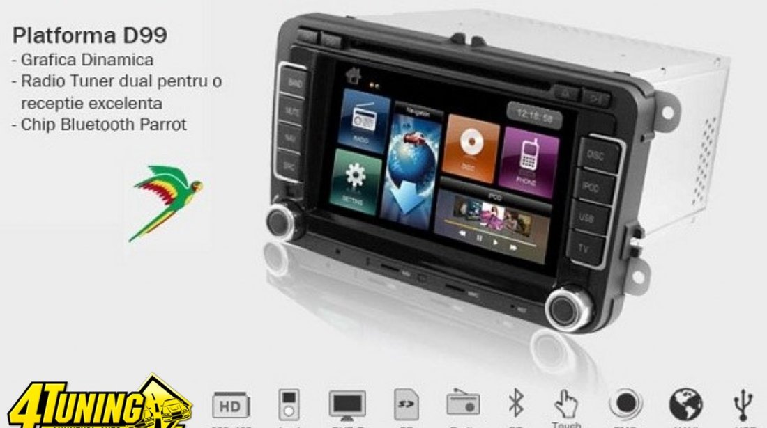 NAVIGATIE RNS 510 DYNAVIN DEDICATA SKODA OCTAVIA 2 PLATFORMA D99 ANDROID 2 2 CARKIT PARROT DUAL RADIO TUNER