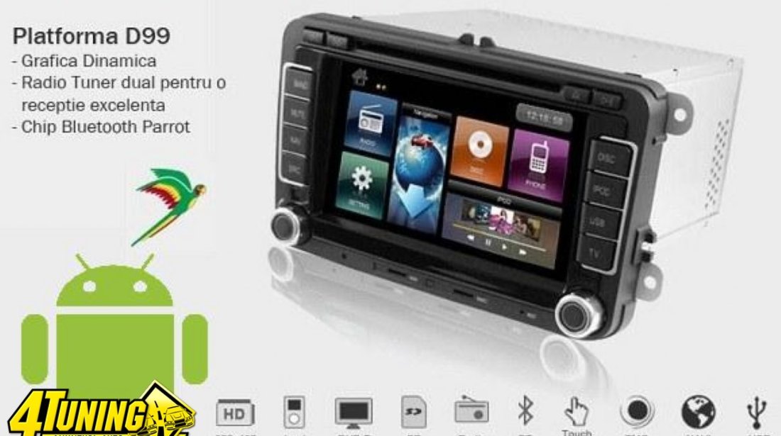 Navigatie Rns 510 Dynavin Dedicata VW TIGUAN Platforma D99 Android 2 2 INTERNET 3G WI FI Carkit Parrot Dual Radio Tuner