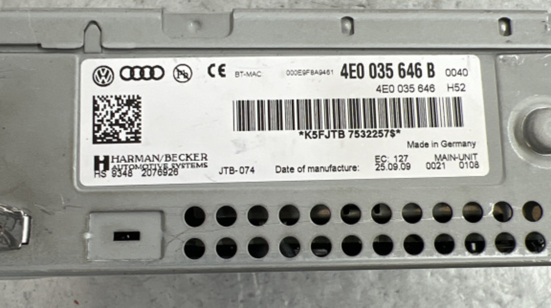 Navigatie sistem multimedia Audi A6 C6 Avant 2.0 TDI Automat 170cp sedan 2010 (4E0035646B)