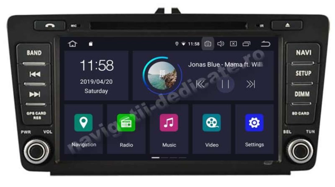 Navigatie Skoda Octavia 2 Facelift Android 9.0 2GB Ecran IPS 8" GPS NAVD-A9725 Nu necesita rama