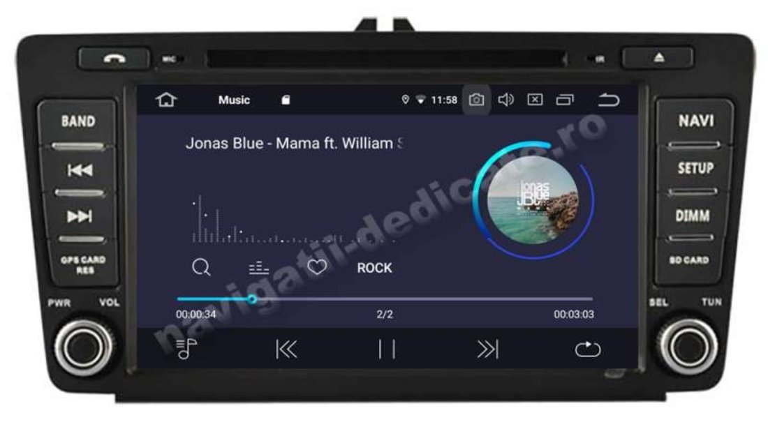 Navigatie Skoda Octavia 2 Facelift Android 9.0 2GB Ecran IPS 8" GPS NAVD-A9725 Nu necesita rama