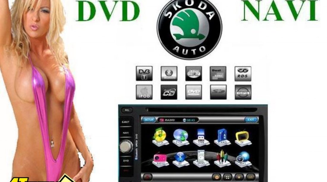 Navigatie TTI-6903 Dedicata Skoda Octavia 1 TOUR SUPERB Dvd Gps Car Kit Usb Panou Detasabil