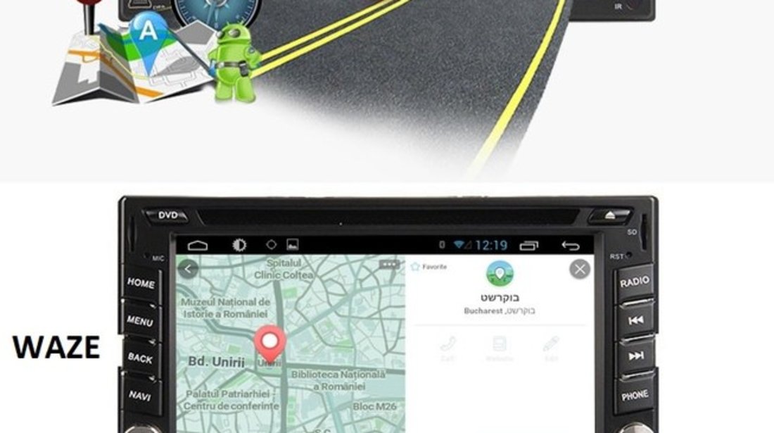 NAVIGATIE UNIVERSALA 2DIN CU ANDROID EDT-G802 PROCESOR QUAD CORE 1,6 GHZ 16 GB INTERNET 3G WIFI WAZE