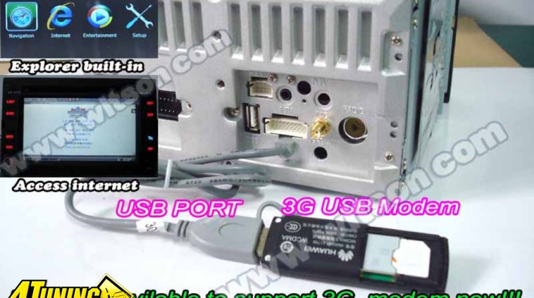 NAVIGATIE WITSON DEDICATA HYUNDAI SANTAFE INTERNET 3G WIFI DVD GPS CARKIT PIP MODEL 2012