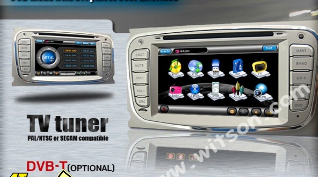 Navigatie WITSON FORD MONDEO FOCUS S-MAX (W2-D787F) DVD GPS CARKIT TV INTERNET