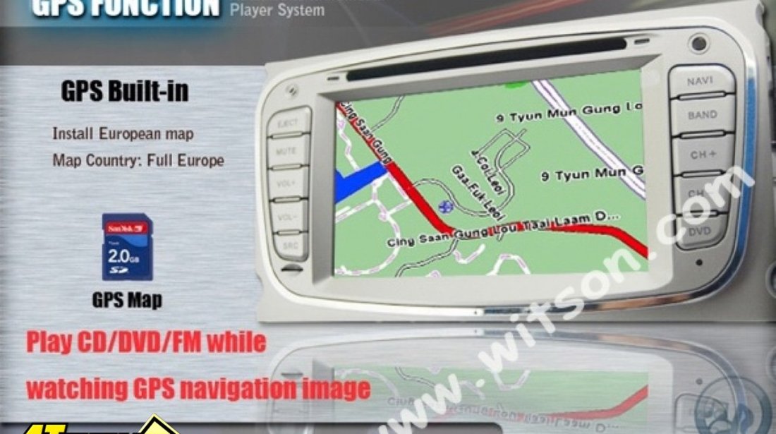 Navigatie WITSON FORD MONDEO FOCUS S-MAX (W2-D787F) DVD GPS CARKIT TV INTERNET