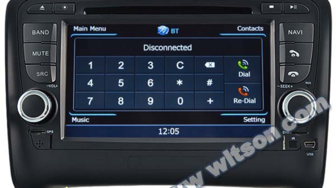 NAVIGATIE WITSON W2 C078 DEDICATA AUDI TT PLATFORMA S100 PROCESOR DUAL CORE A8 1GHZ 512 DDR DVD GPS TV DVR CARKIT PRELUARE AGENDA TELEFONICA