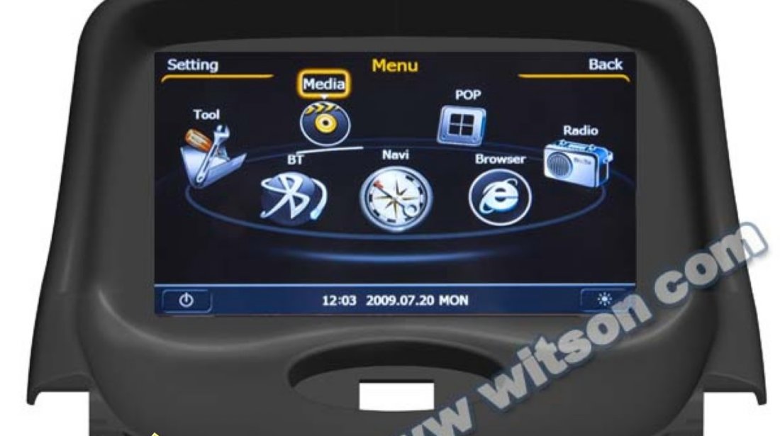 NAVIGATIE WITSON W2 C085 DEDICATA PEUGEOT 206 PLATFORMA S100 PROCESOR DUAL CORE A8 1GHZ 512 DDR 2 DVD GPS TV DVR CARKIT PRELUARE AGENDA TELEFONICA