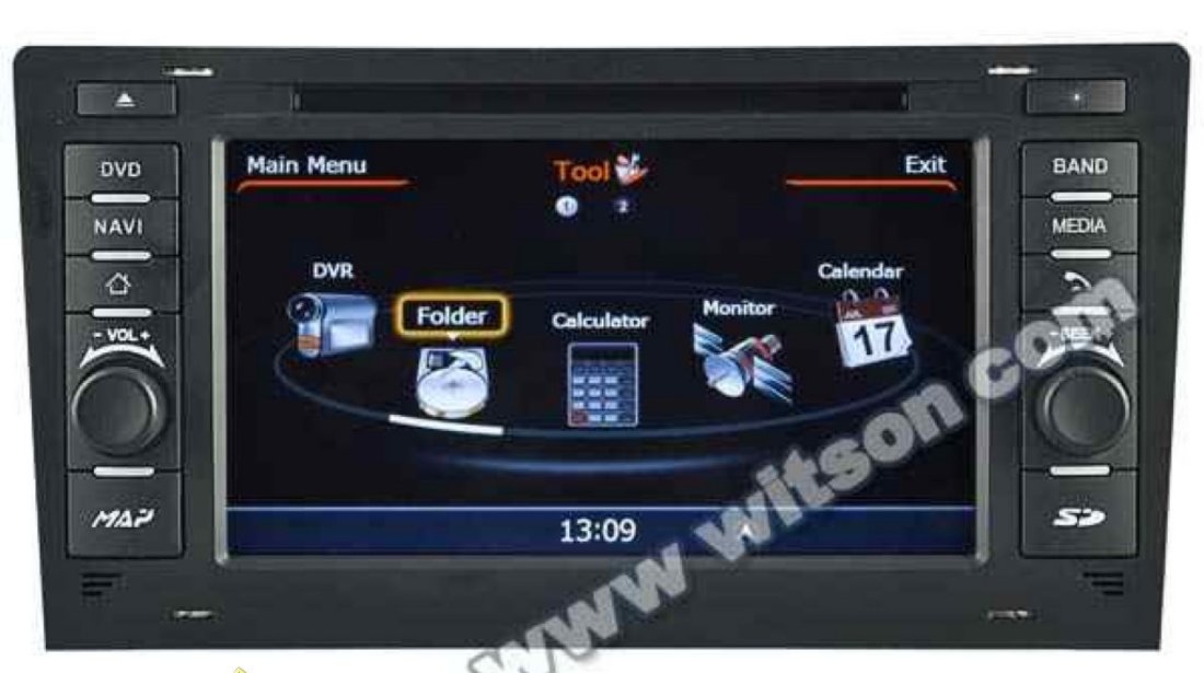 NAVIGATIE WITSON W2 C221 DEDICATA AUDI A8 S8 1994 - 2002 PLATFORMA S100 PROCESOR DUAL CORE A8 1GHZ 512 DDR 2 DVD GPS TV DVR CARKIT PRELUARE AGENDA TELEFONICA