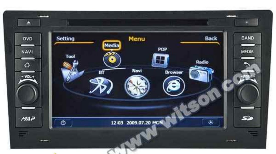 NAVIGATIE WITSON W2 C221 DEDICATA AUDI A8 S8 1994 - 2002 PLATFORMA S100 PROCESOR DUAL CORE A8 1GHZ 512 DDR 2 DVD GPS TV DVR CARKIT PRELUARE AGENDA TELEFONICA