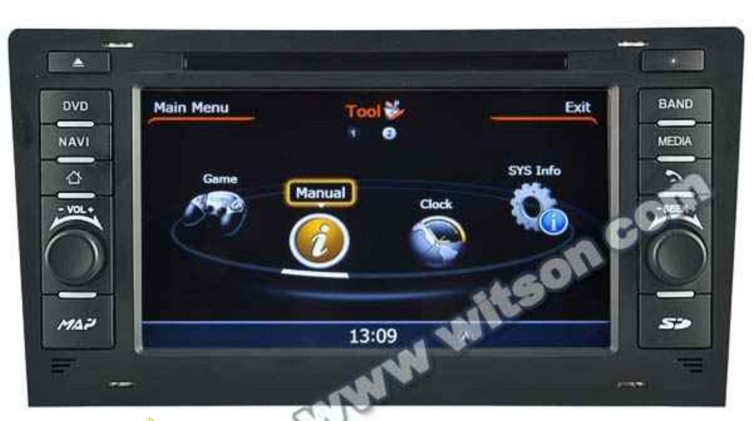 NAVIGATIE WITSON W2 C221 DEDICATA AUDI A8 S8 1994 - 2002 PLATFORMA S100 PROCESOR DUAL CORE A8 1GHZ 512 DDR 2 DVD GPS TV DVR CARKIT PRELUARE AGENDA TELEFONICA