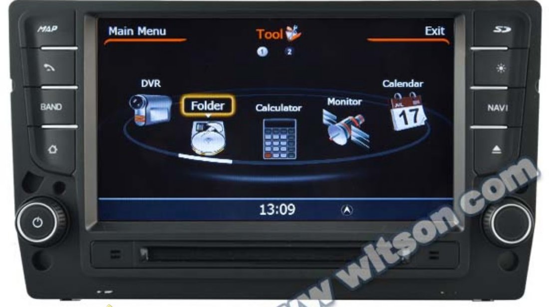 NAVIGATIE WITSON W2 C257 DEDICATA VOLKSWAGEN GOLF 7 PLATFORMA S100 PROCESOR DUAL CORE A8 1GHZ 512 DDR 2 INTERNET 3G WIFI DVD GPS TV DVR CARKIT PRELUARE AGENDA TELEFONICA