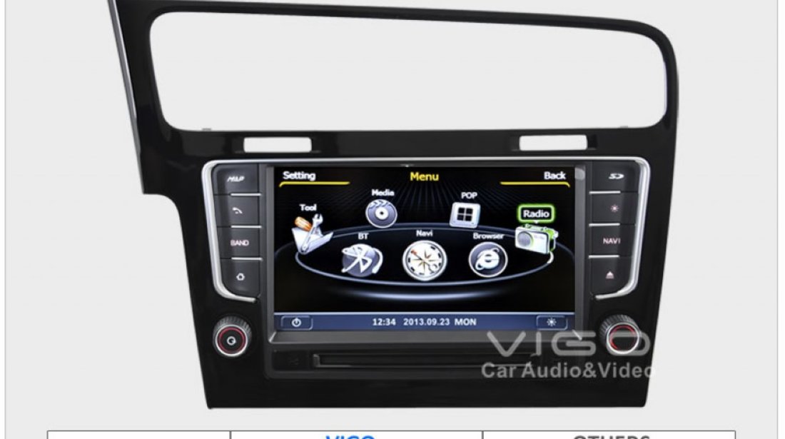 NAVIGATIE WITSON W2 C257 DEDICATA VOLKSWAGEN GOLF 7 PLATFORMA S100 PROCESOR DUAL CORE A8 1GHZ 512 DDR 2 INTERNET 3G WIFI DVD GPS TV DVR CARKIT PRELUARE AGENDA TELEFONICA