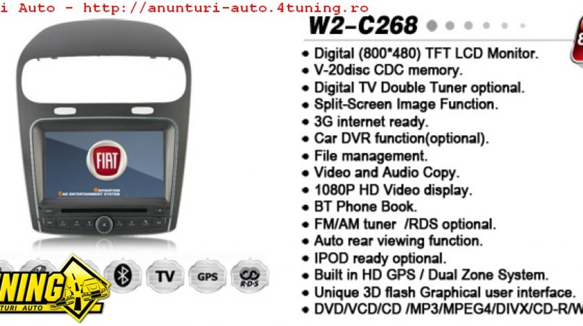NAVIGATIE WITSON W2 C268 DEDICATA FIAT FREEMONT DODGE JOURNEY PLATFORMA S100 PROCESOR DUAL CORE A8 1GHZ 512 DDR 2 DVD GPS TV DVR CARKIT PRELUARE AGENDA TELEFONICA