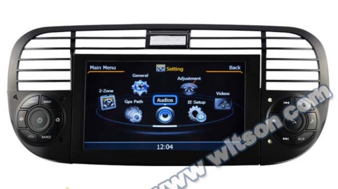 NAVIGATIE WITSON W2 C315 DEDICATA FIAT 500 PLATFORMA S100 PROCESOR DUAL CORE A8 1GHZ 512 DDR 2 DVD GPS TV DVR CARKIT PRELUARE AGENDA TELEFONICA MODEL 2014