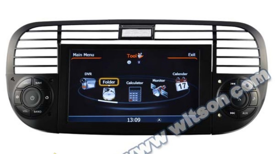 NAVIGATIE WITSON W2 C315 DEDICATA FIAT 500 PLATFORMA S100 PROCESOR DUAL CORE A8 1GHZ 512 DDR 2 DVD GPS TV DVR CARKIT PRELUARE AGENDA TELEFONICA MODEL 2014