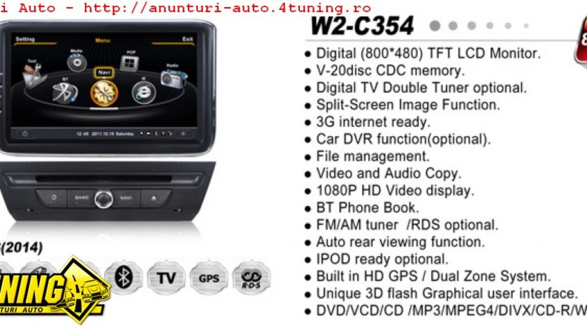 NAVIGATIE WITSON W2 C354 DEDICATA MAZDA 3 2014 PLATFORMA S100 PROCESOR DUAL CORE A8 1GHZ 512 DDR 2 DVD GPS TV DVR CARKIT PRELUARE AGENDA TELEFONICA
