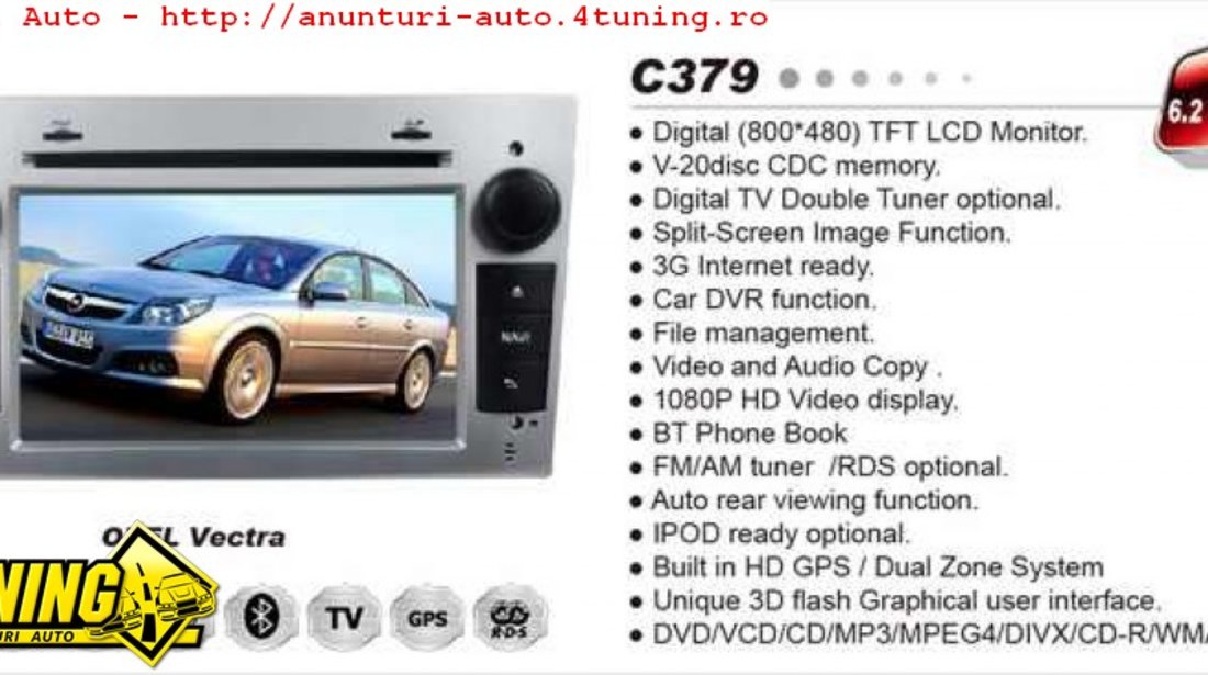 Navigatie Witson W2 C379 Dedicata Opel Vectra Signum Platforma S100 Procesor Dual Core A8 1ghz 512 Ddr 2 Dvd Gps Tv Dvr Carkit Preluare Agenda Telefonica