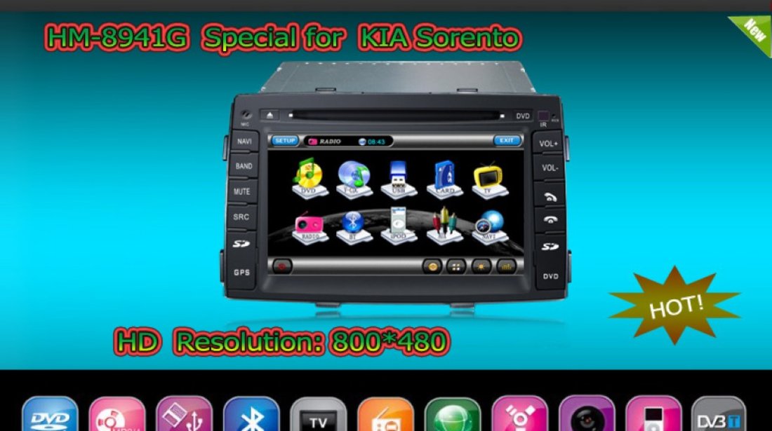 Navigatie WITSON W2-D9517K Dedicata Kia Sorento 2010 2012 Internet 3g Wifi Dvd Gps Carkit Tv Comenzi Pe Volan Model 2013