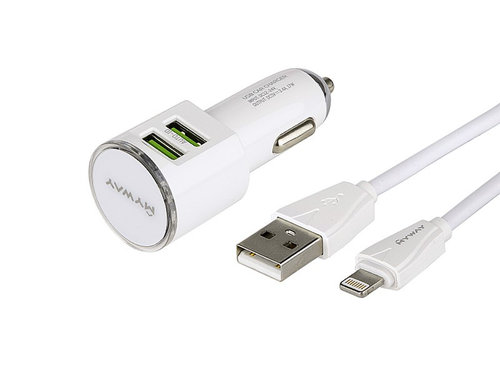 Încărcător 12/24v 2x Usb 3.4a + Cablu Usb&gt; Lightning Maway 63013