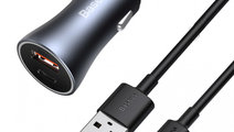 Încărcător Auto USB Rapid Baseus Golden Contact...