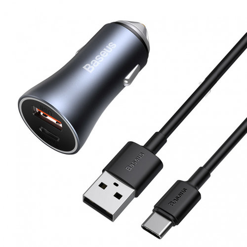 Încărcător Auto USB Rapid Baseus Golden Contactor Pro Tip C / USB 40 W Power Delivery 3.0 Încăr...