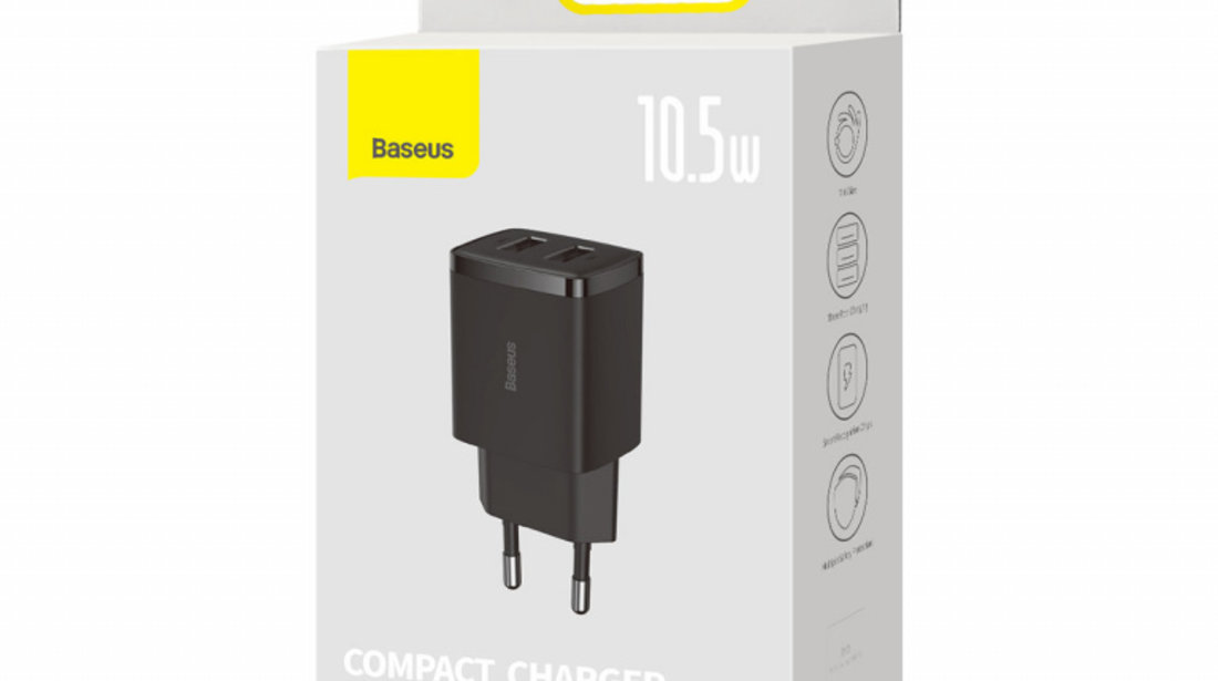 Încărcător Compact Baseus 2U 10.5W EU Negru CCXJ010201
