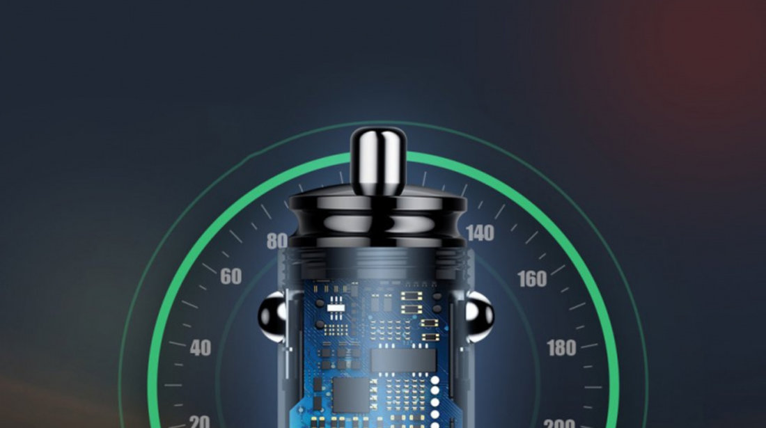 Încărcător De Mașină Inteligent Universal Baseus Circular 2x USB QC3.0 Încărcare Rapidă 3.0 SCP AFC 30W Negru (CCALL-YD01)