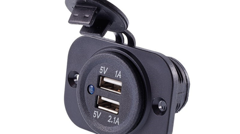 Încărcător încorporat 2x Usb 3.1a, 12/24v Carmotion 63210