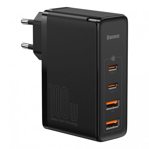 Încărcător Rapid Baseus Gan2 Pro 100W Usb / Usb Tip C Încărcare Rapidă 4+ Livrare Putere Negru...