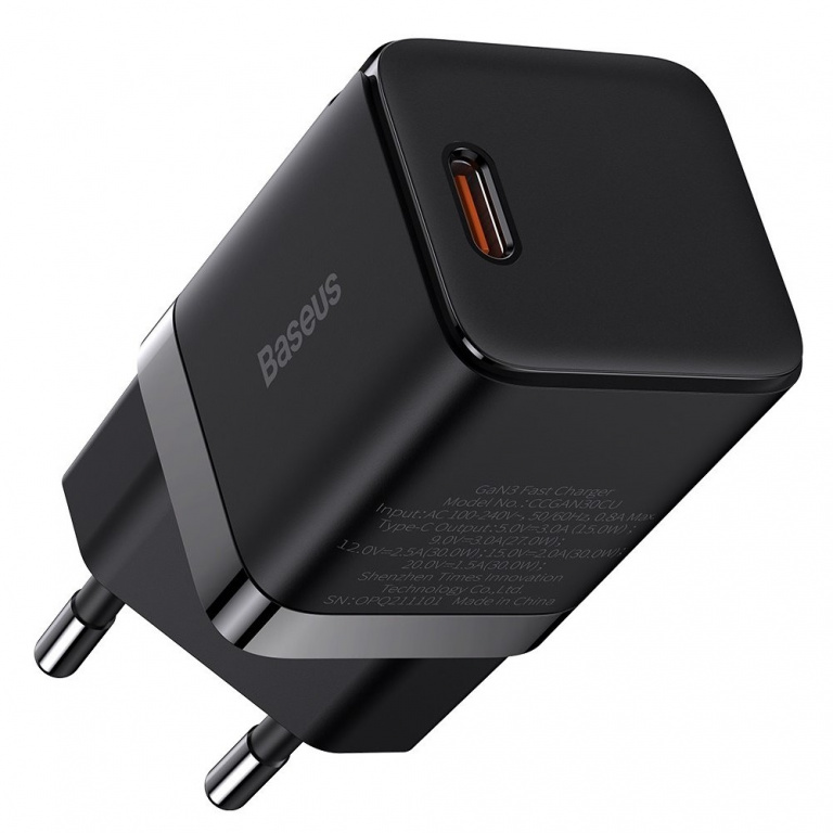Încărcător Rapid Baseus GaN3 Fast Charger 1C 30W EU Negru CCGN010101