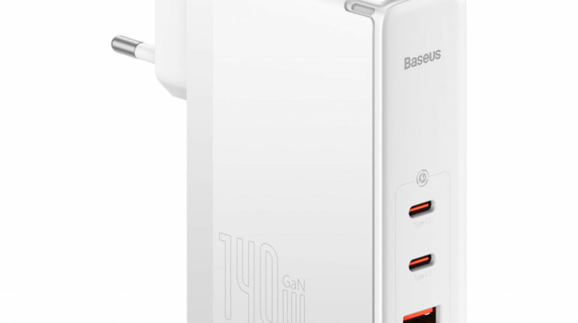 Încărcător Rapid Baseus GaN5 Pro 2xUSB-C + USB 140W EU Alb (CCGP100202)