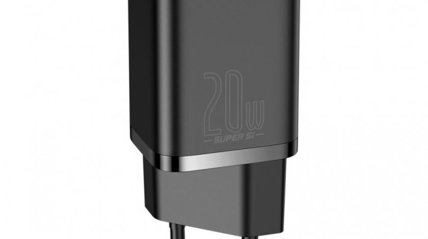 Încărcător Rapid Baseus Super Si 1C USB Tip C 20 W Power Delivery Negru (CCSUP-B01)