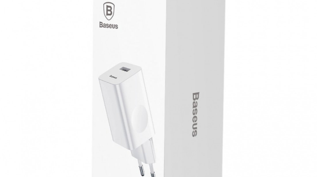 Încărcător Rapid De încărcare Baseus Adaptor încărcător De Călătorie Încărcător De Perete USB Quick Charge 3.0 QC 3.0 Biały White (CCALL-BX02)
