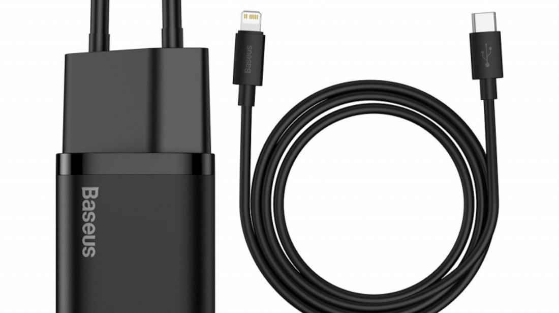 Încărcător Usb-c Baseus Super Si Încărcător Rapid 1c 20w Cu Cablu Lightning 100 Cm Amio BAS23005