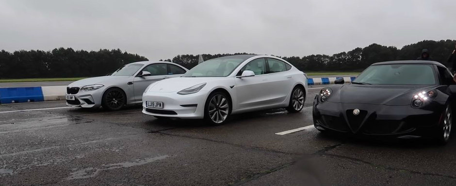 Nici chiar cel mai apreciat M nu i-a stat in cale. In aceeasi cursa, Tesla Model 3 a batut si o Alfa Romeo 4C