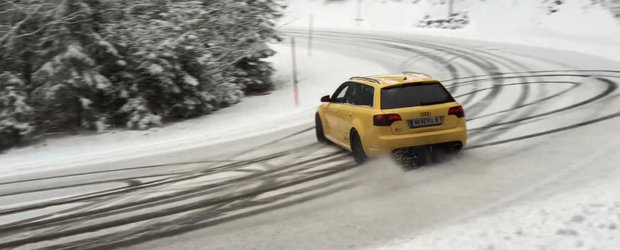 Nimic nu suna si arata mai frumos decat un Audi RS4 care face drifturi intr-un peisaj montan