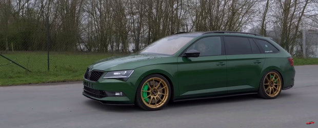 Noi o asemenea Skoda Superb nu am mai vazut pana acum. Masina cu o caroserie in cinci portiere se lauda cu un motor tunat de Audi RS3 si o viteza maxima de 320 km/h