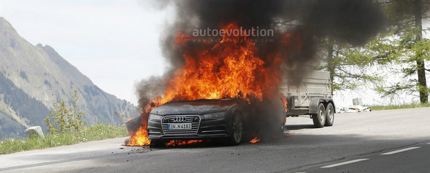 Noul Audi A7 s-a facut scrum inainte chiar de a fi lansat. Mai multe elemente de caroserie s-au topit pur si simplu