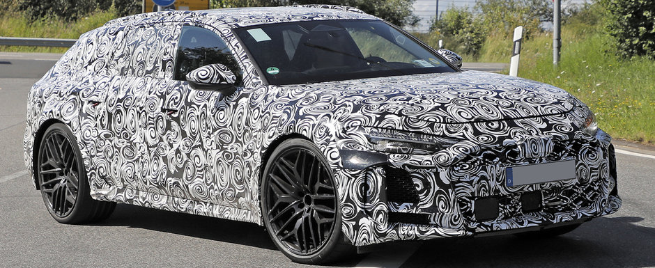 Noul Audi RS7 Avant, surprins pentru prima oara in teste. Modelul proiectat special pentru a concura cu BMW M5 Touring ar putea veni cu trei ecrane in bord si peste 700 de cai sub capota