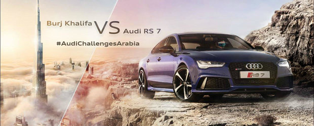 Noul Audi RS7 se ia la intrecere cu... cel mai rapid lift al planetei