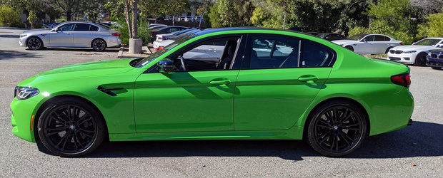 Noul BMW M5, asa cum probabil nu o sa-l mai vezi niciodata. Cum arata super-sedanul bavarez vopsit in Verde Mantis