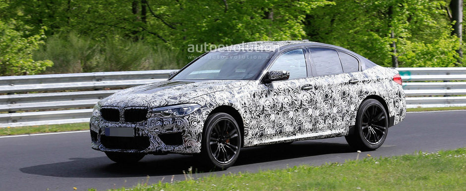 Noul BMW M5 si-a intins cei peste 600 de cai pe Nurburgring. Camuflajul incepe sa dispara