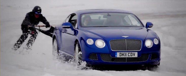 O noua distractie de iarna: Skijoring cu Bentley Continental GT