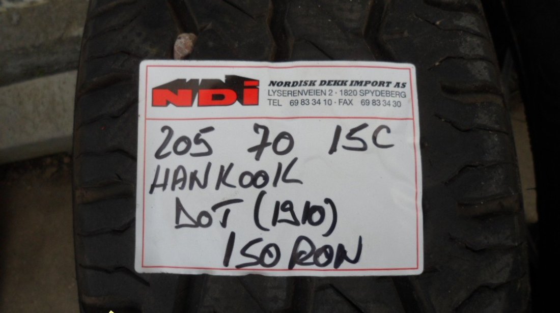 Ocazie 2 anvelope de vara marca HANKOOK marimea 205 70 R15 la doar 150 RON BUCATA