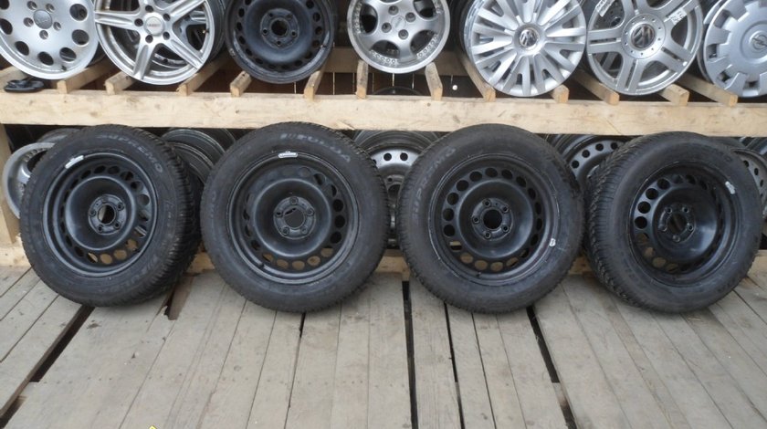 Ocazie set de 4 jante de tabla pe 16 originale Audi A4 B8 cu tot cu anvelope marimea 205 60 R16 la doar 1200 Lei