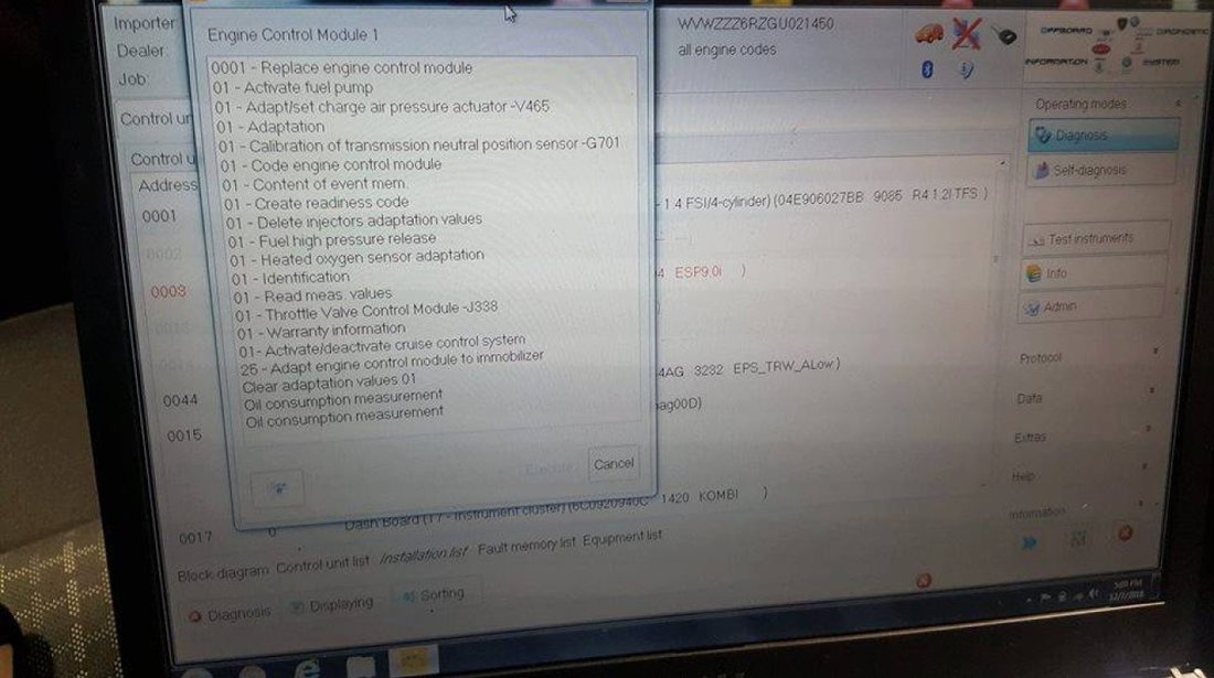 Odis 5.1.6 laptop diagnoza grupul Vag