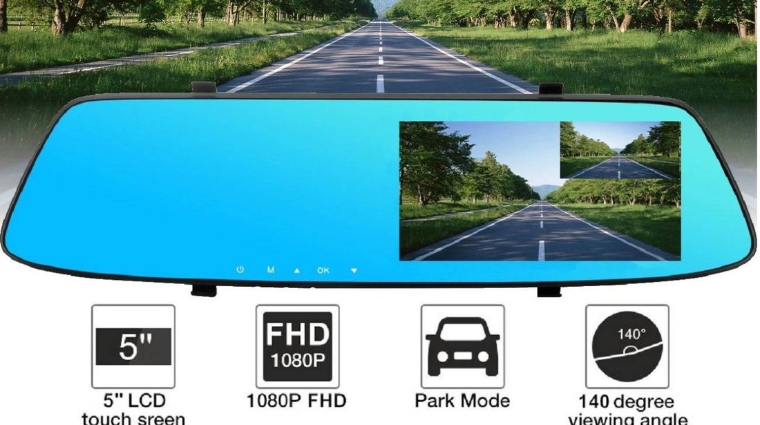 Oglinda Camera Video Auto Dubla ( fata, spate ) cu TouchScreen