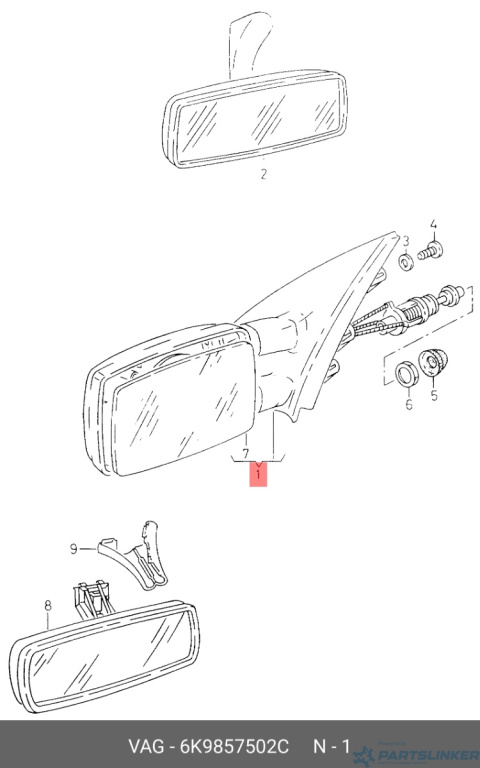 Oglinda dreapta Volkswagen Caddy (9K9) 2000 1.9 SDI OEM 6K9857502C