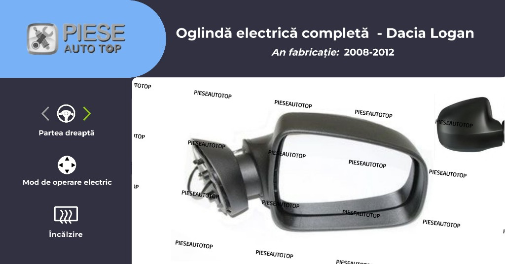 Oglinda electrica dreapta Dacia Logan 2008-2012 NOUA 963017247R (INCALZITA)